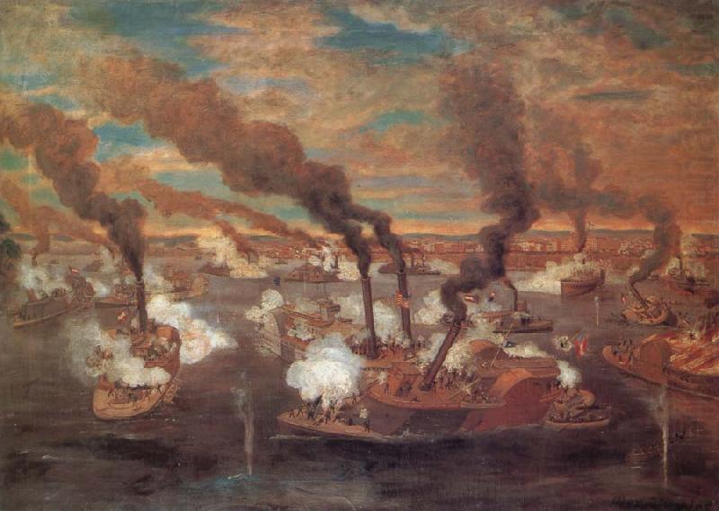The Great Naval Battle at Memphis, unknow artist